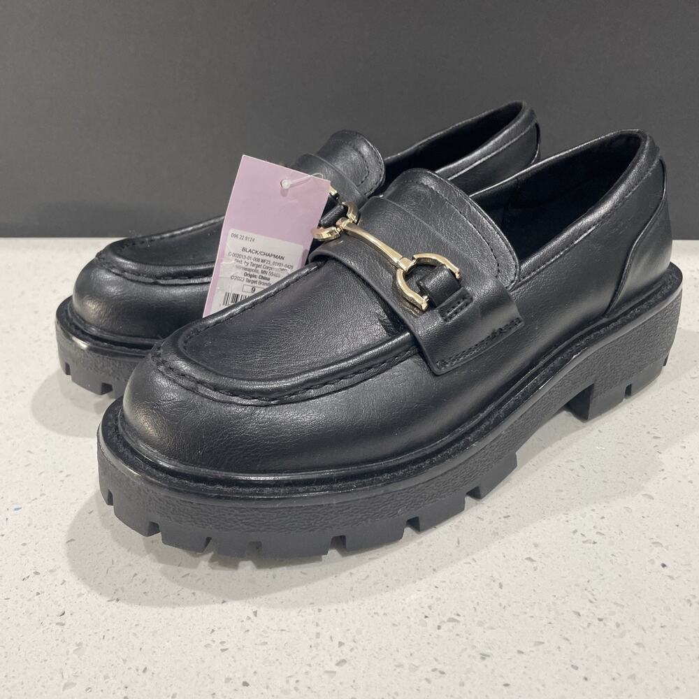 Platform Lug Sole Loafers Black Sz 9 NWT Foam Insole Wild Fable